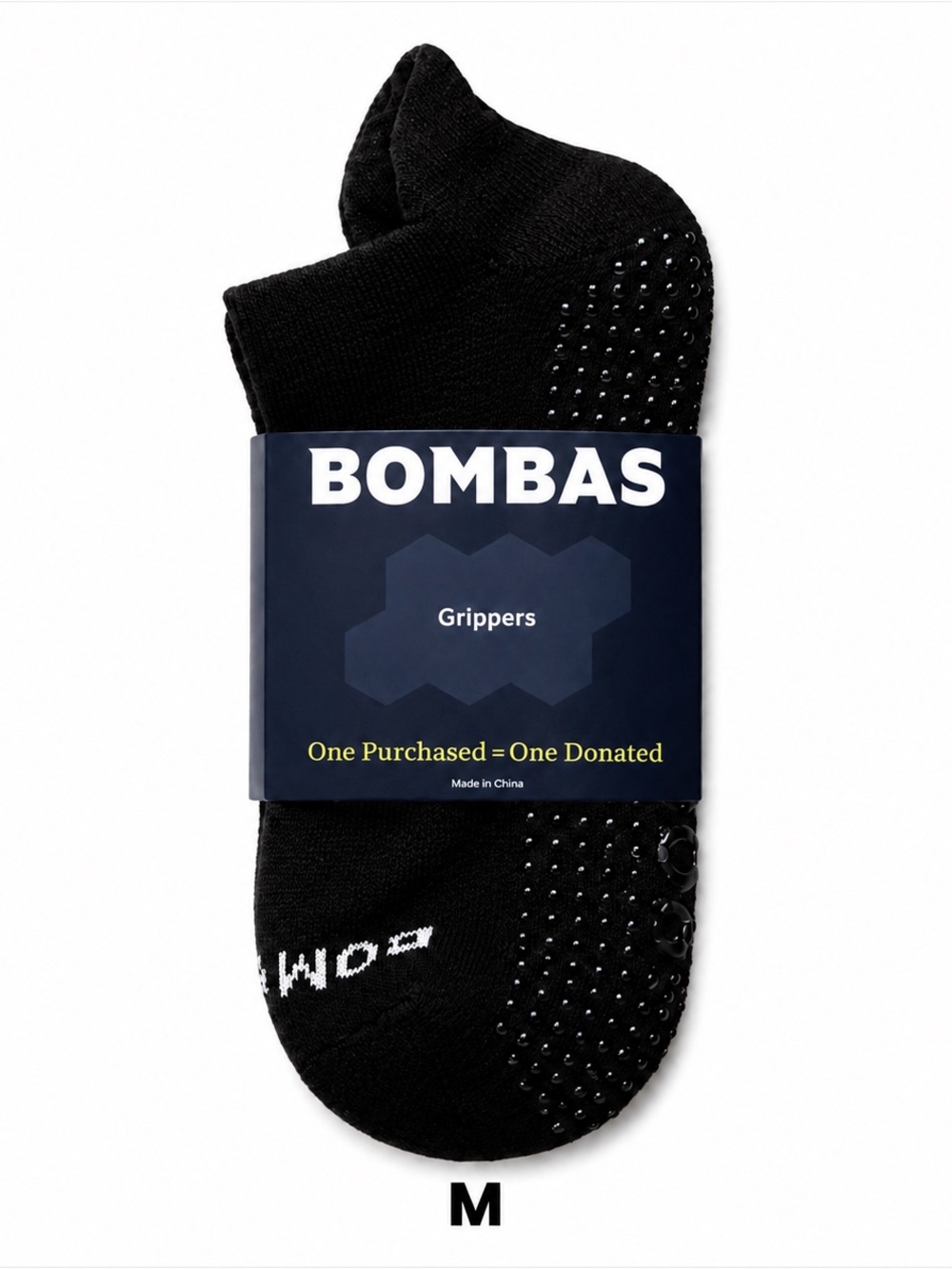 Bombas Gripper Ankle Socks Black White M Pilates